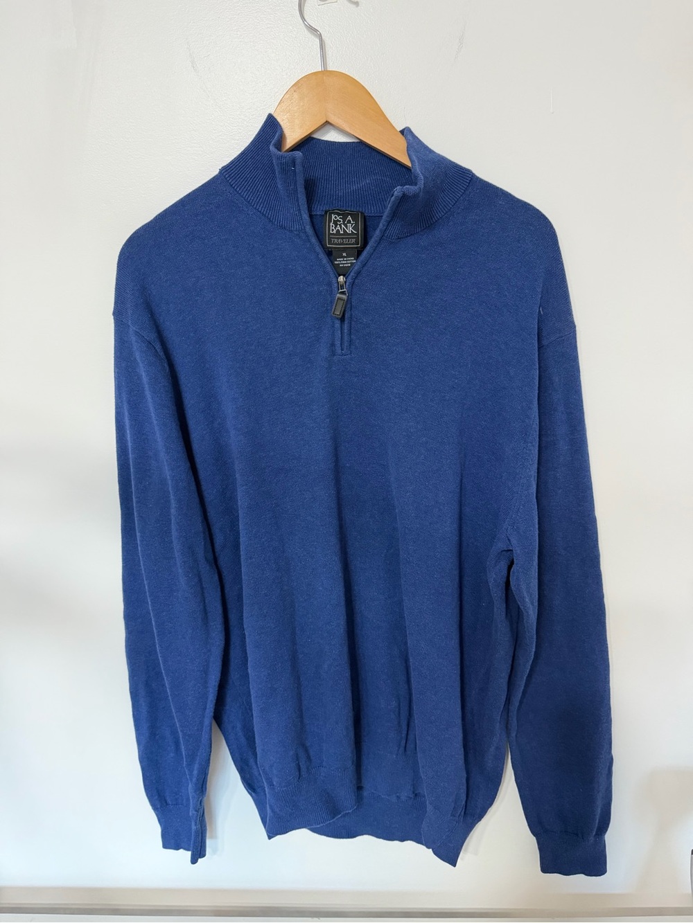 Jos. A. Bank Traveler Men’s XL Blue Pima Cotton Quarter Zip Sweater Pullover